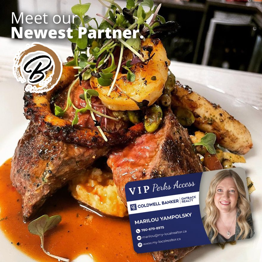 Meet our Newest Partner post for The Borough restaurant, with a Coldwell Banker agent's VIP Perks Access card in the corner